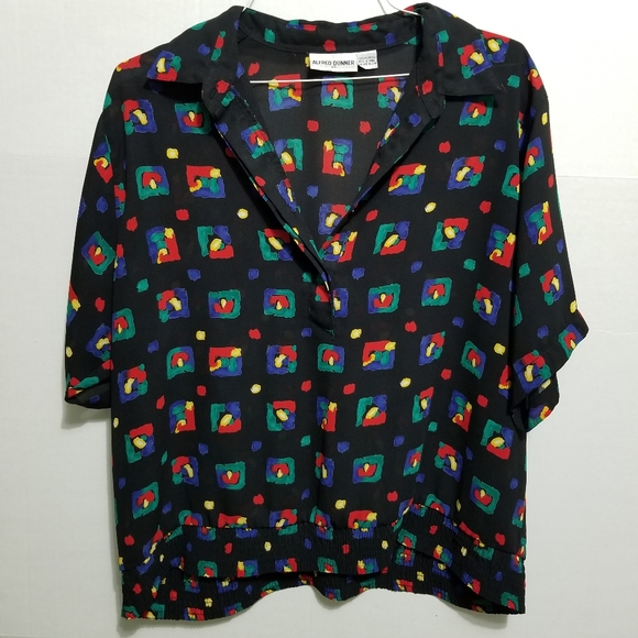 Colorful squares black top - Picture 2 of 10